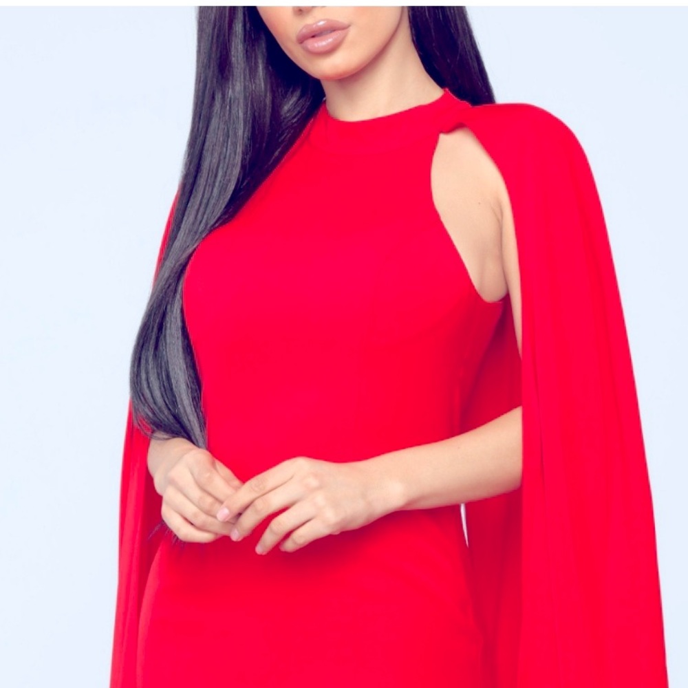 Red cape gown